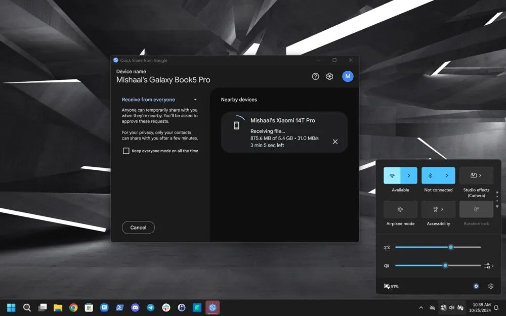 1730160187 916 Quick Share اکنون بدون شبکه وای‌فای هم فایل‌ها را سریع