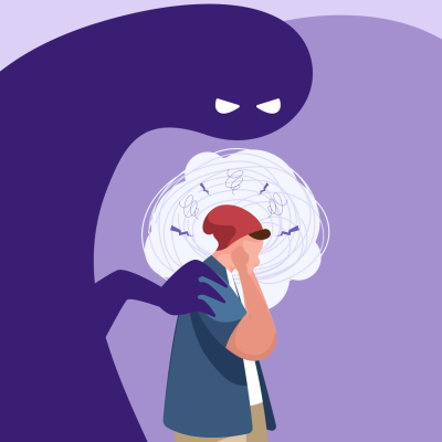 شبح ترسناک پشت سر مرد کارتونی