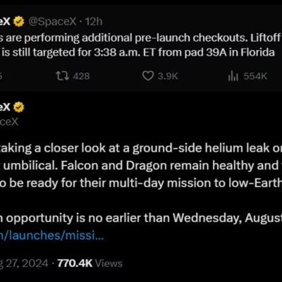 بیانیه اسپیس‌ایکس پیرامون پرتاب فضاپیما کرو دراگون